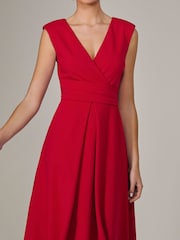 Jolie Moi Red Sleeveless Tie Waist Midi Dress - Image 3 of 6