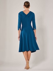 Jolie Moi Blue Roll Collar Long Sleeve Midi Dress - Image 2 of 6