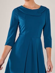 Jolie Moi Blue Roll Collar Long Sleeve Midi Dress - Image 3 of 6