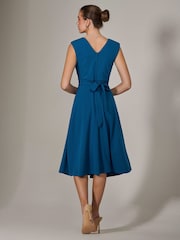Jolie Moi Blue Sleeveless Tie Waist Midi Dress - Image 2 of 6