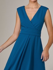 Jolie Moi Blue Sleeveless Tie Waist Midi Dress - Image 3 of 6