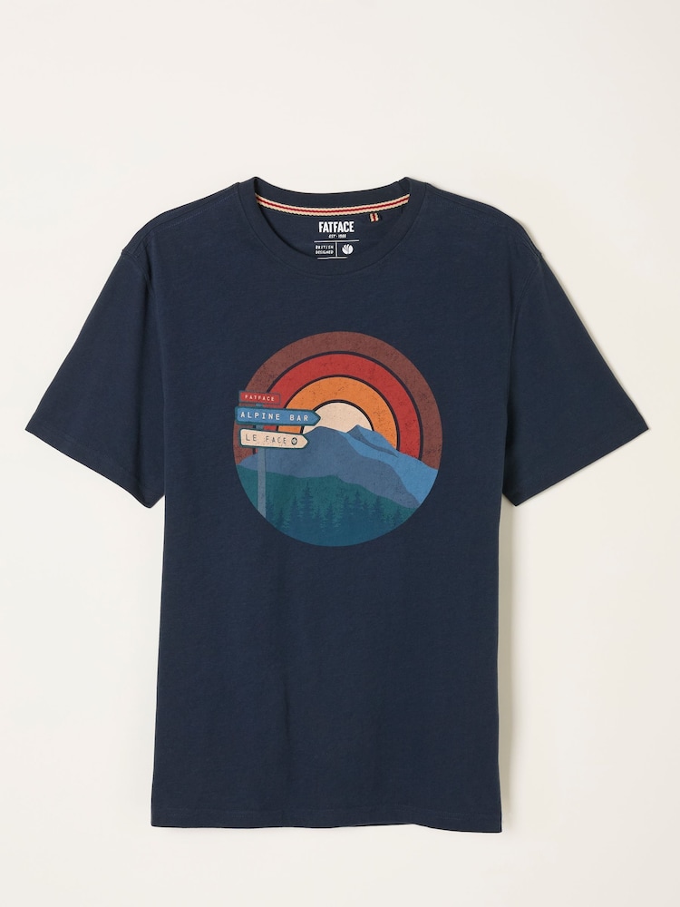 FatFace Navy Alpine Sunset Graphic T-Shirt - Image 6 of 6 FatFace Navy Alpine Sunset Graphic T-Shirt - Image 6 of 6