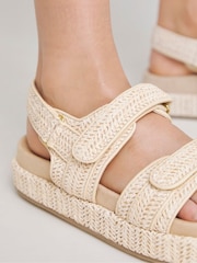 Simply Be Natural Extra Wide Fit Raffia Chunky Footbed Sandals In Wide Fit - Image 4 of 4