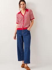 Monsoon Red Cally Stripe Collar 100% Cotton Jumper - Image 2 of 4