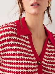 Monsoon Red Cally Stripe Collar 100% Cotton Jumper - Image 4 of 4