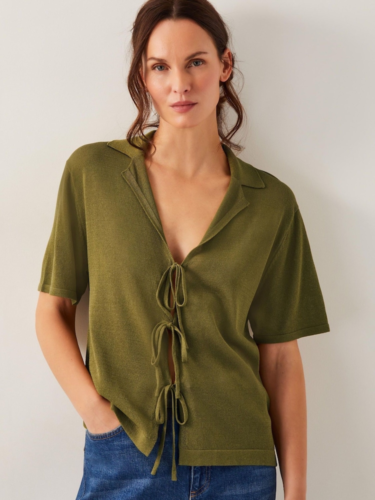 Monsoon Green Tia Tie Knitted Cardigan - Image 2 of 4 Monsoon Green Tia Tie Knitted Cardigan - Image 2 of 4
