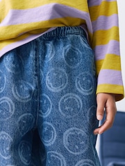 Mid Blue SmileyWorld® Pullon Barrel Jeans (3-16yrs) - Image 4 of 10