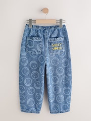Mid Blue SmileyWorld® Pullon Barrel Jeans (3-16yrs) - Image 7 of 10