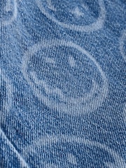 Mid Blue SmileyWorld® Pullon Barrel Jeans (3-16yrs) - Image 9 of 10