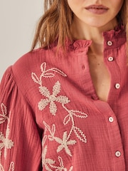 Monsoon Red Bridget Embroidered 100% Cotton Blouse - Image 3 of 3