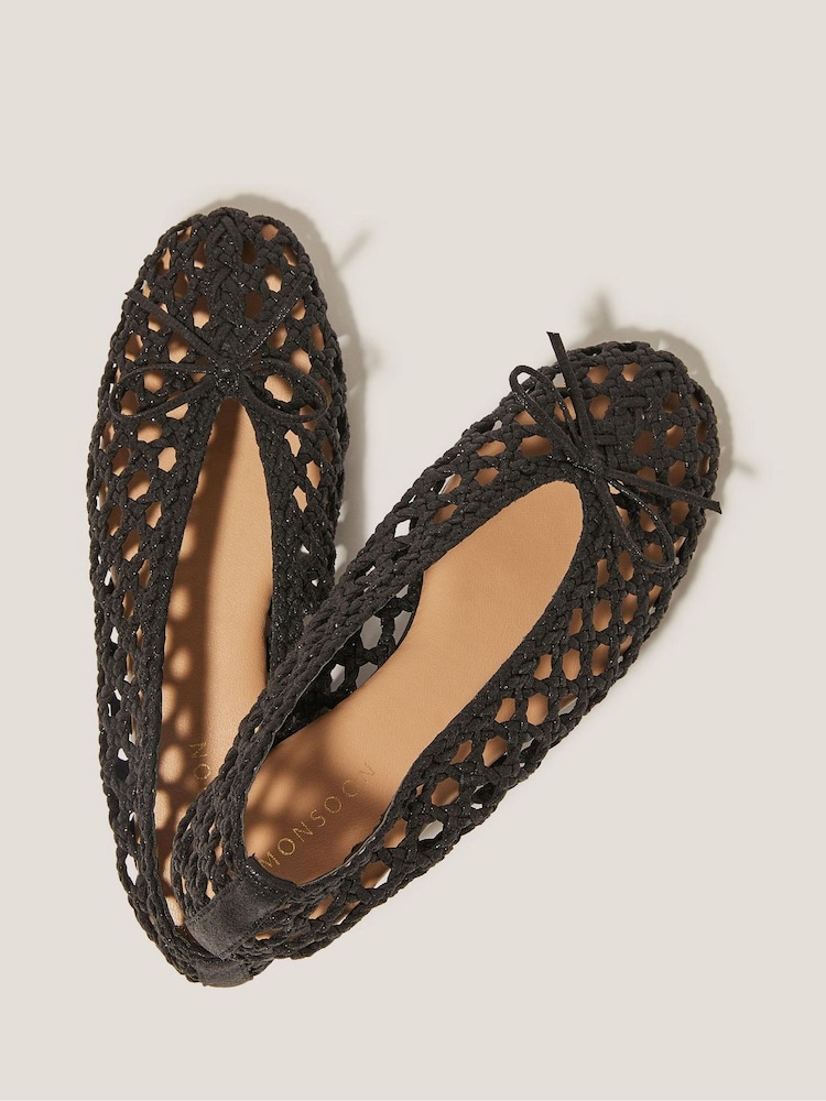 Monsoon Black Betsy Woven Ballet Flats - Image 3 of 3 Monsoon Black Betsy Woven Ballet Flats - Image 3 of 3
