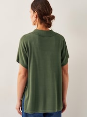 Monsoon Green Cloe Knitted Collar Top - Image 2 of 5