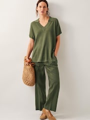 Monsoon Green Cloe Knitted Collar Top - Image 3 of 5