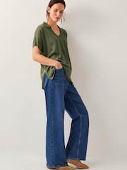 Monsoon Green Cloe Knitted Collar Top - Image 4 of 5