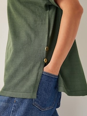 Monsoon Green Cloe Knitted Collar Top - Image 5 of 5