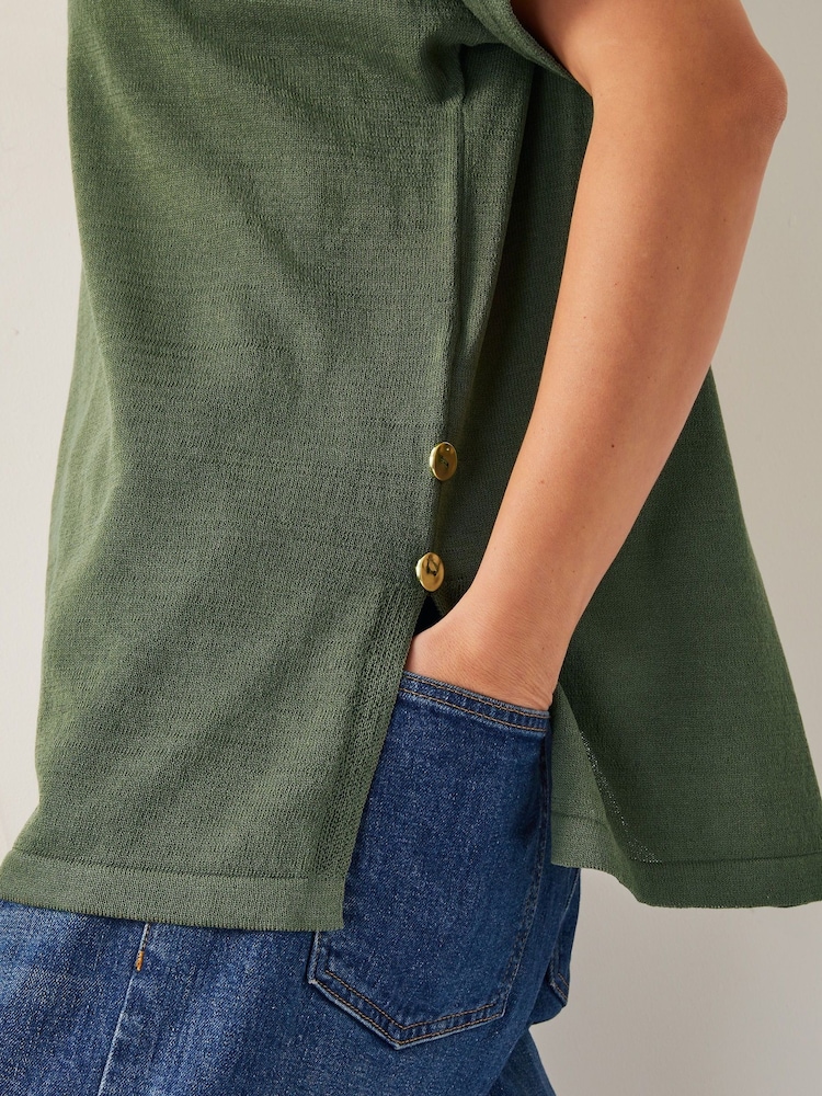 Monsoon Green Cloe Knitted Collar Top - Image 5 of 5