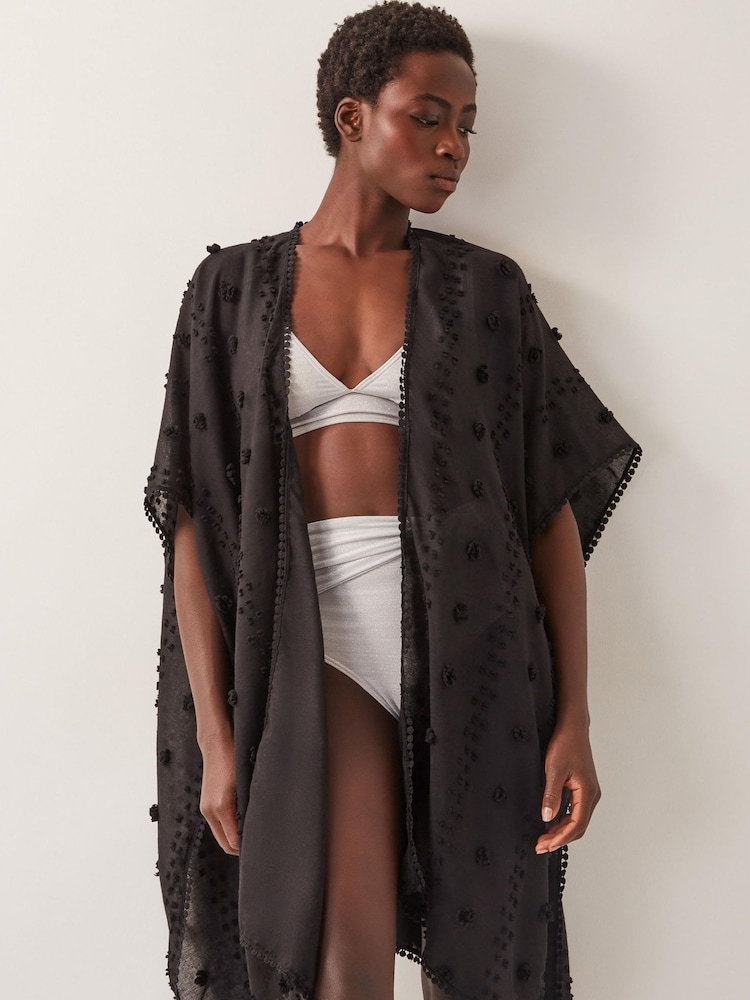 Monsoon Black Effy Textured Beach Cover-Up - Image 1 of 3