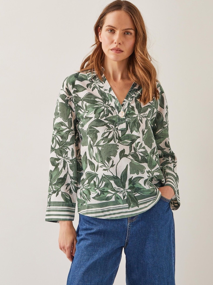 Monsoon Green Clover Floral Print Blouse - Image 1 of 5 Monsoon Green Clover Floral Print Blouse - Image 1 of 5