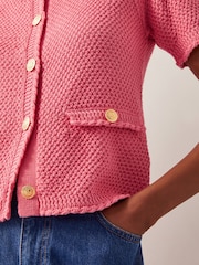 Monsoon Pink Sami Stitch Short Sleeve Cardigan - Image 2 of 5