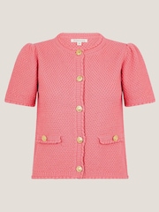 Monsoon Pink Sami Stitch Short Sleeve Cardigan - Image 5 of 5