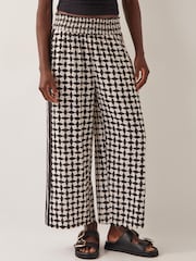 Monsoon Black Geena Geometric Print Wide Leg Trousers - Image 3 of 5