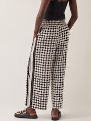 Monsoon Black Geena Geometric Print Wide Leg Trousers - Image 4 of 5