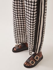 Monsoon Black Geena Geometric Print Wide Leg Trousers - Image 5 of 5