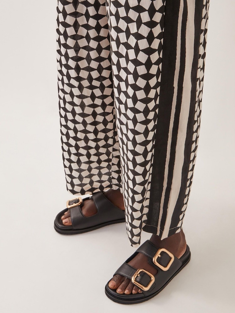 Monsoon Black Geena Geometric Print Wide Leg Trousers - Image 5 of 5