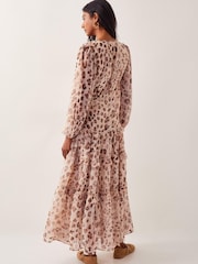 Monsoon Brown Leona Leopard Print Maxi Dress - Image 3 of 5