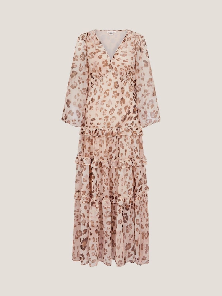 Monsoon Brown Leona Leopard Print Maxi Dress - Image 5 of 5