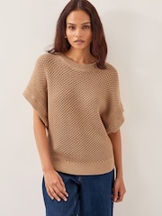 Monsoon Brown Sia Slouch Crochet Jumper - Image 1 of 5