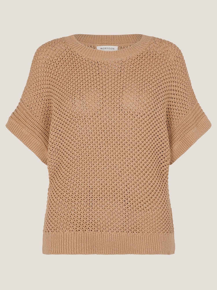 Monsoon Brown Sia Slouch Crochet Jumper - Image 5 of 5