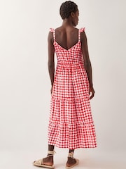 Monsoon Orange Geena Geometric Woodblock Midi Dress - Image 2 of 4