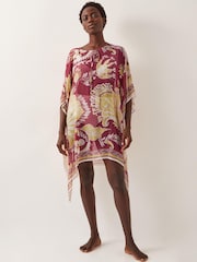 Monsoon Red Misha Ornate Print Mini Kaftan - Image 1 of 5