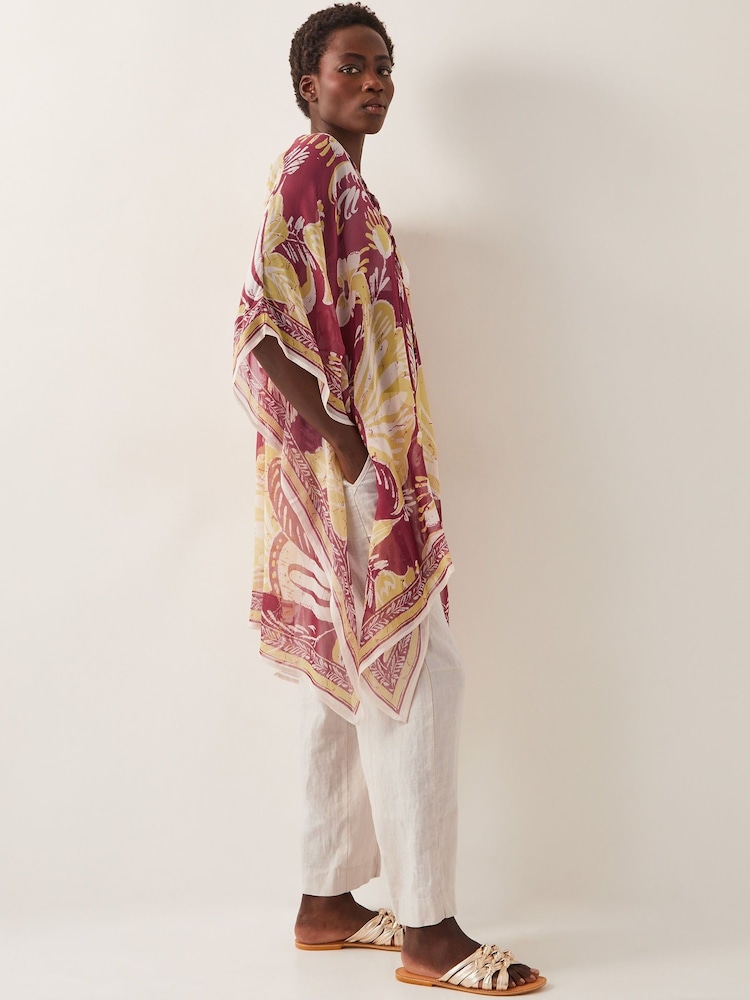 Monsoon Red Misha Ornate Print Mini Kaftan - Image 2 of 5 Monsoon Red Misha Ornate Print Mini Kaftan - Image 2 of 5