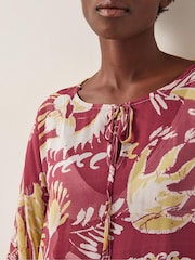Monsoon Red Misha Ornate Print Mini Kaftan - Image 4 of 5