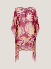 Monsoon Red Misha Ornate Print Mini Kaftan - Image 5 of 5