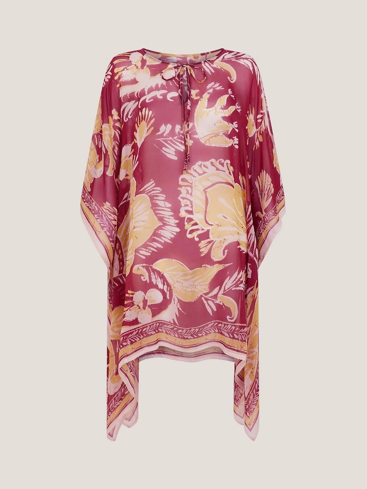Monsoon Red Misha Ornate Print Mini Kaftan - Image 5 of 5