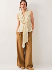 Monsoon Natural Jasmine Tie-Front Tank Top - Image 2 of 4
