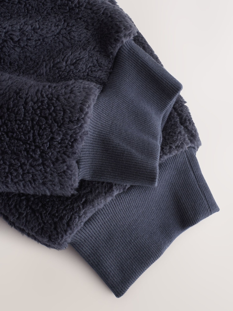 Navy Blue Borg Fleece Cuffed Joggers - Image 4 of 4