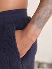 Navy Blue Borg Fleece Cuffed Joggers - Image 8 of 10