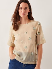 Monsoon Sacha Short Sleeve Embroidered Top - Image 1 of 5