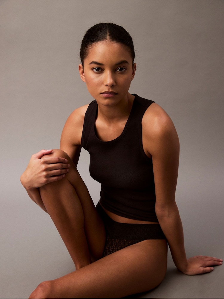 Calvin Klein Black Icon Logo Low Rise Thongs - Image 6 of 6