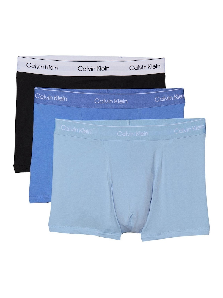 Calvin Klein Black/Mid Blue/Light Blue Calvin Klein 3 Pack Boxers Trunks - Icon Cotton Stretch - Image 1 of 5