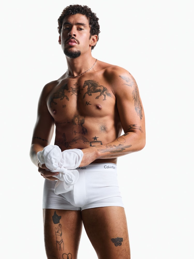 Calvin Klein White Calvin Klein 3 Pack Boxers Trunks - Icon Cotton Stretch - Image 1 of 5