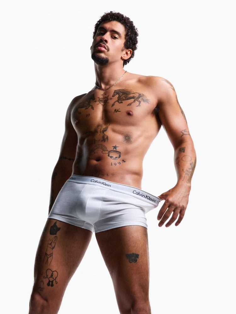 Calvin Klein White Calvin Klein 3 Pack Boxers Trunks - Icon Cotton Stretch - Image 2 of 5
