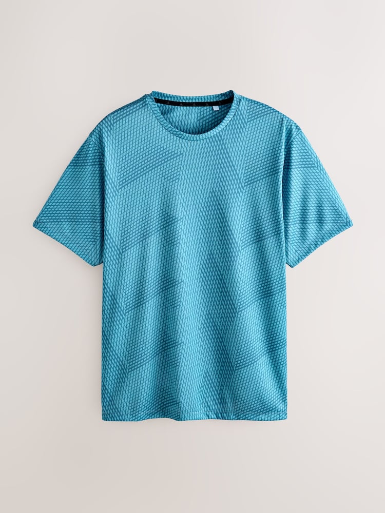 Blue Active Gym Printed Training T-Shirt - Image 1 of 3 Blue Active Gym Printed Training T-Shirt - Image 1 of 3