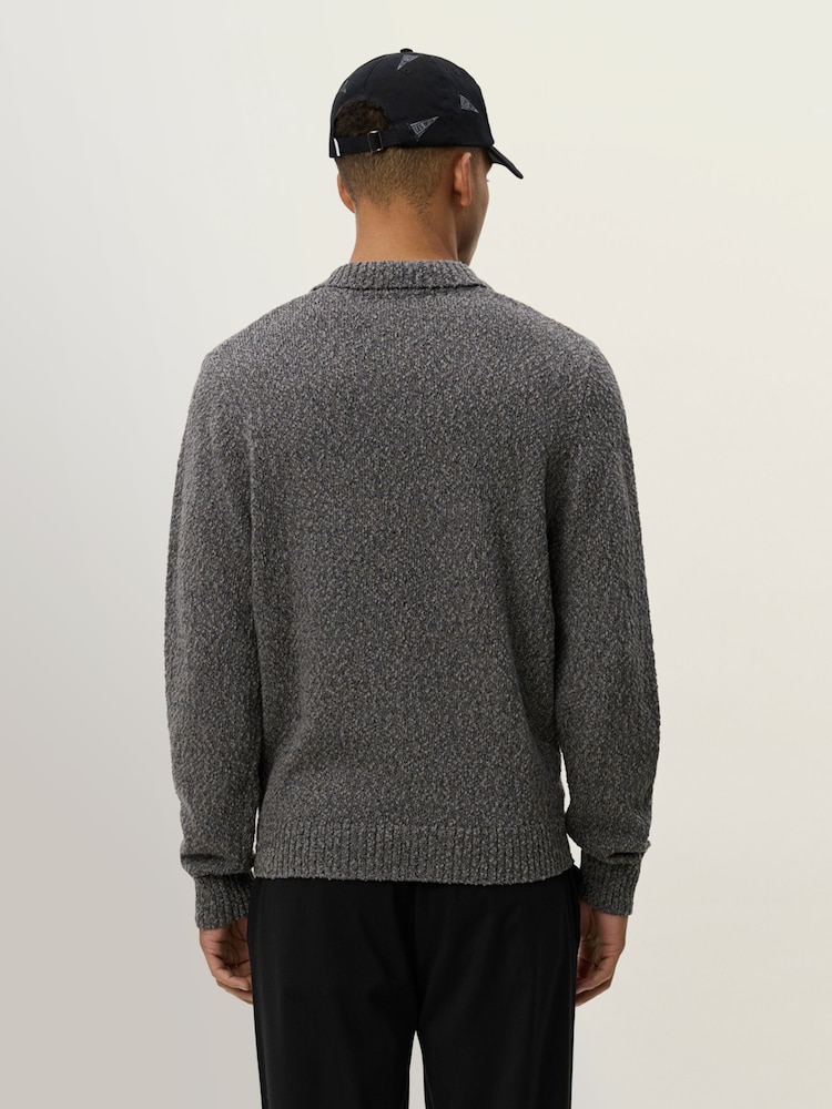 Les Deux Black Billy Mouliné Knitted Polo Shirt - Image 2 of 7 Les Deux Black Billy Mouliné Knitted Polo Shirt - Image 2 of 7