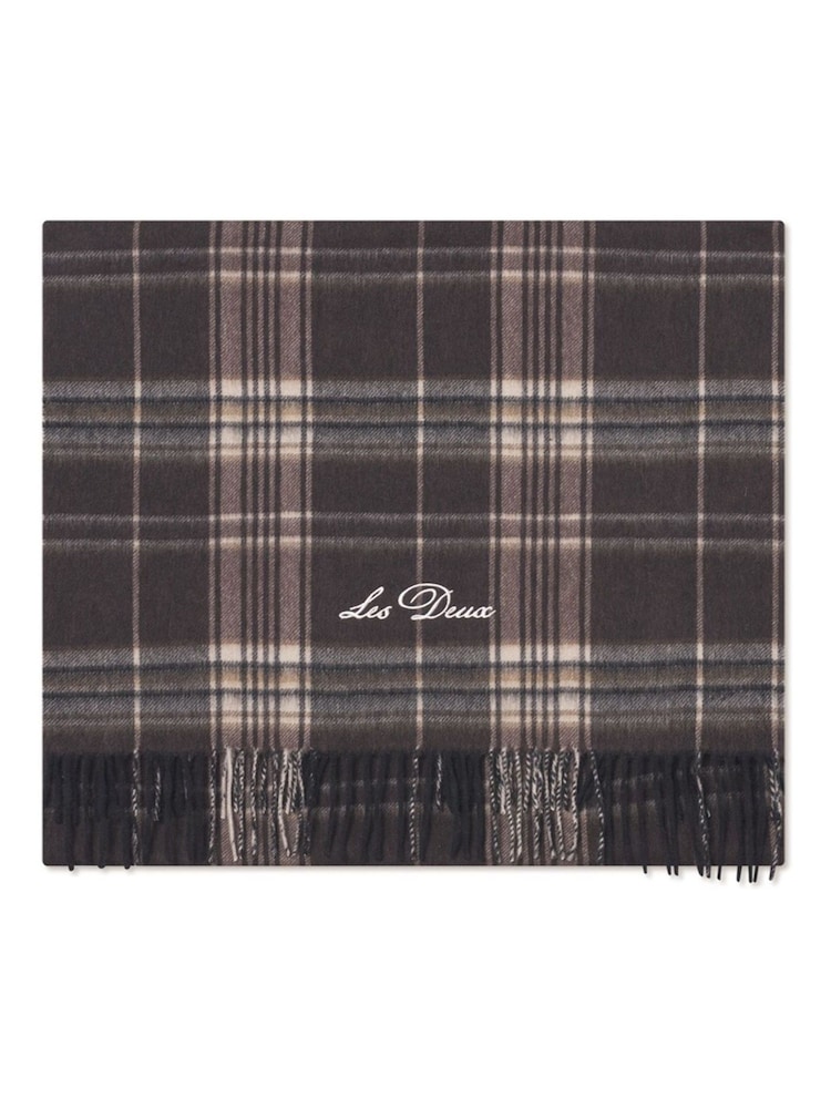 Les Deux Grey Check Wool Scarf - Image 1 of 2