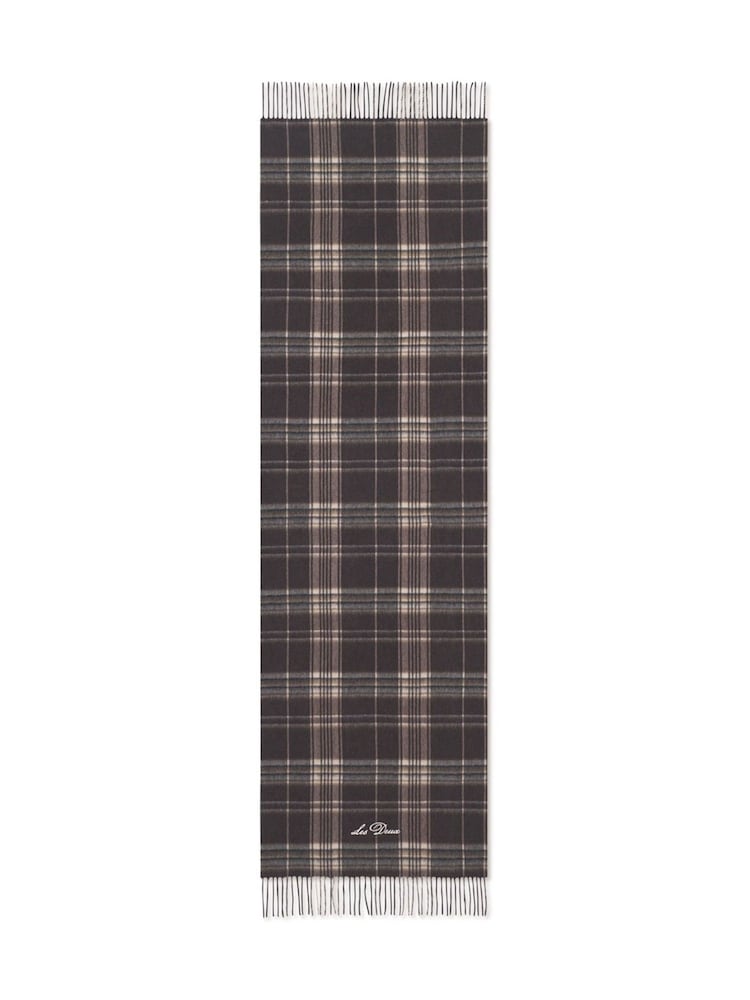 Les Deux Grey Check Wool Scarf - Image 2 of 2